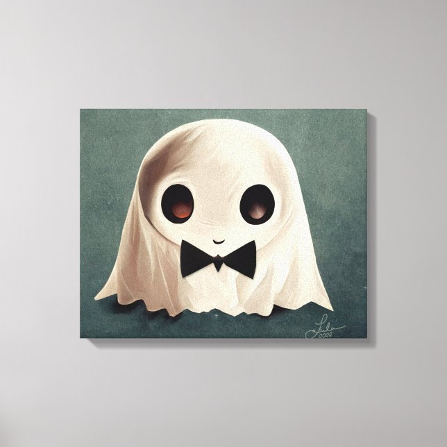Miles The Friendly Ghost ・ Niedliche Halloween Art Leinwanddruck (Vorderseite)