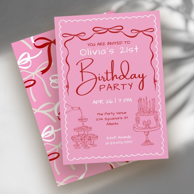 Milestone Adult Birthday Party Whimsical 21st Einladung (Available in both printed and instant download digital formats.)