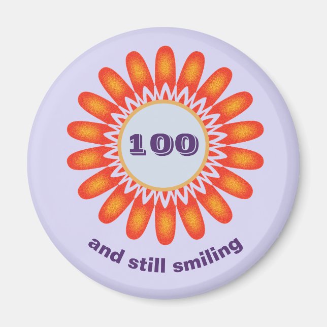 Milestone Age 100th Bright Orange Flower Birthday Magnet (Vorne)