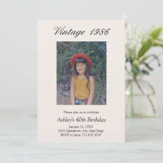 Milestone Birthday Party Vintage Year Baby Photo Einladung