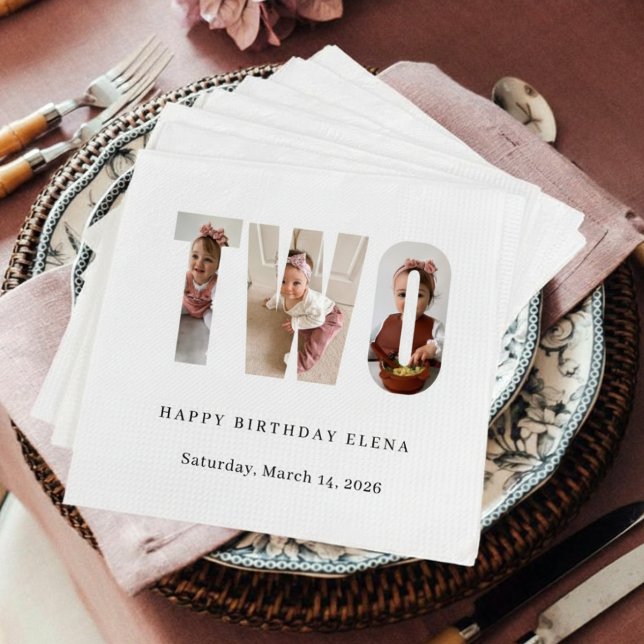 Milestone Birthday Photo Collage Party Napkins Serviette (Von Creator hochgeladen)