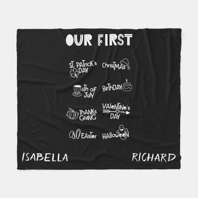 Milestone verbindet mein erstes, modernes schwarze fleecedecke (Vorderseite (Horizontal))