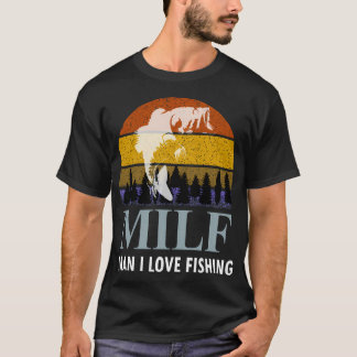 Milf Man I Liebe Fishing - Retro Vintag Sunset Fun T-Shirt