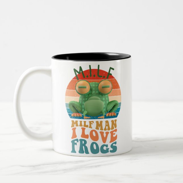 Milf Man I Liebe Frogs Funny Kawai 90er Frosch Kaf Zweifarbige Tasse (Links)