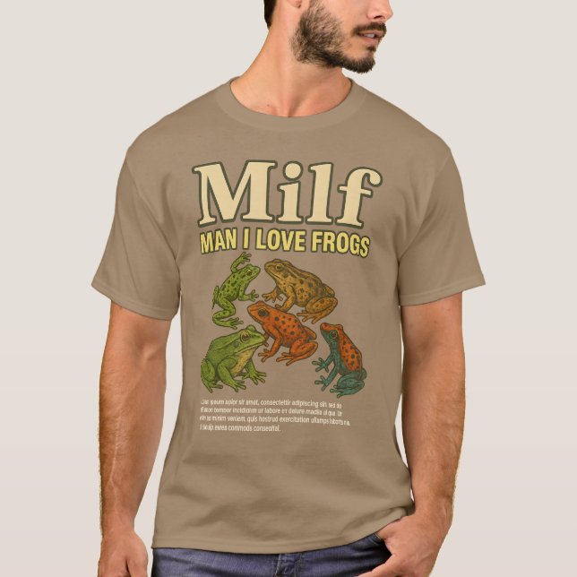 MILF Mann I Liebe Frösche Shirt Erwachsene Humor S (Vorderseite)