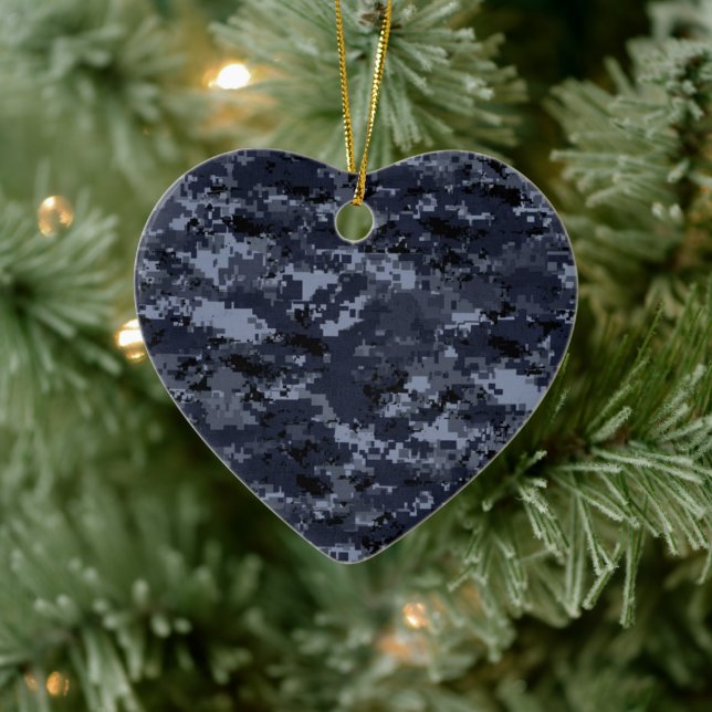 Miliatry Blue Camouflage Porzellan Herz-Lungen-Orn Keramikornament (Baum)