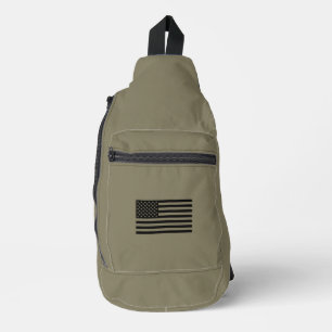 Militär Brown mit amerikanischer Flagge Crossbody Bag