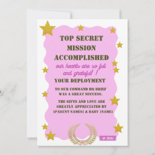 Militär Dankeschön-Karte — Pink Top Secret Mädchen Einladung