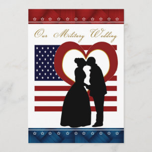 Militär-Hochzeitseinladung Silhouette Flagge Herz Einladung