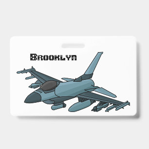 Militär-Kampfjet-Flugzeug-Cartoon Ausweis
