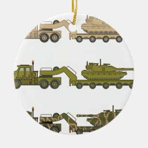 Militär-LKW, der Behälter zieht Keramikornament