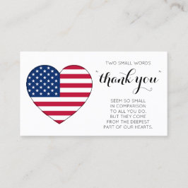 Militär Patriotic Heart American Flag Vielen Dank Visitenkarte