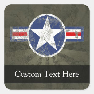 Militär-patriotischer Vintage-Stern Quadratischer Aufkleber
