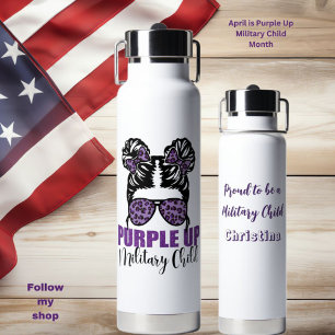 Militär - Personalisiertes "Purple Up" Militärkind Trinkflasche
