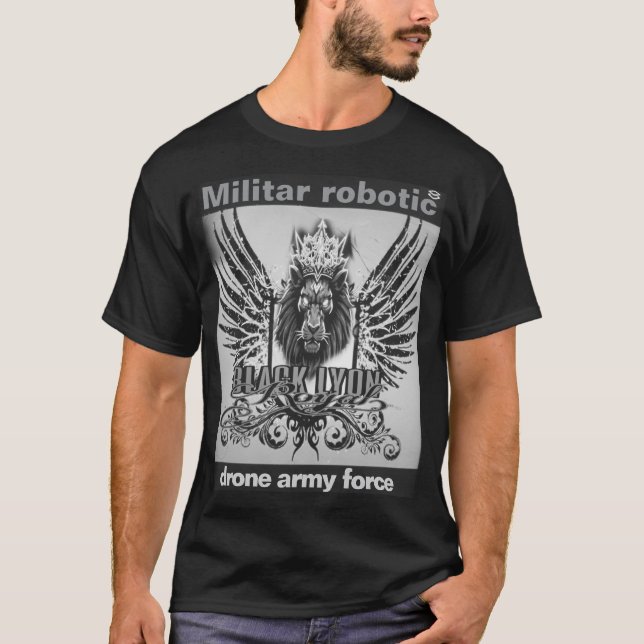 Militar robotic black Lyon drone army force 2 T-Shirt (Vorderseite)