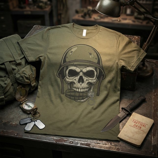 Militär-Schädel mit Granate T-Shirt (Von Creator hochgeladen)