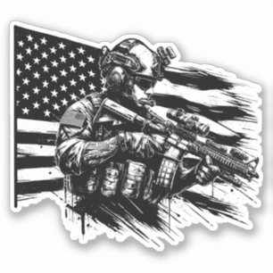Militär Soldat Amerikanisch USA-Flagge Patriotisch Aufkleber