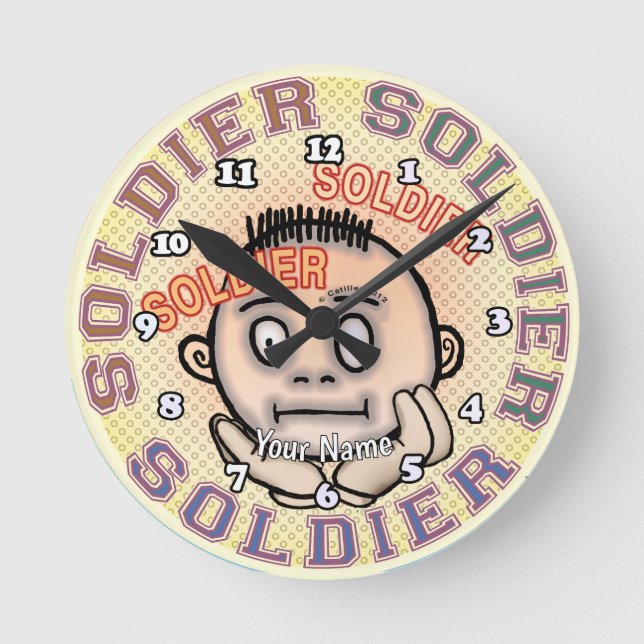 Militär Soldat Runde Wanduhr (Vorderseite)