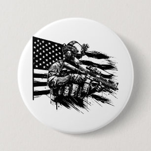 Militär Soldier Amerikanischer Flaggenstaat Patrio Button