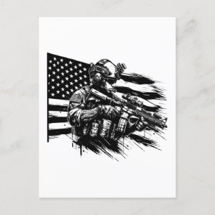 Militär Soldier Amerikanischer Flaggenstaat Patrio Postkarte