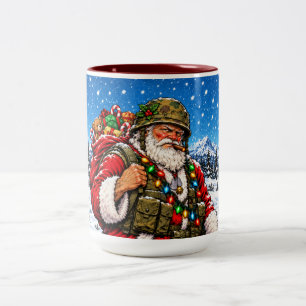 Militär-Weihnachtsmann Soldat Weihnachten Veteran Zweifarbige Tasse