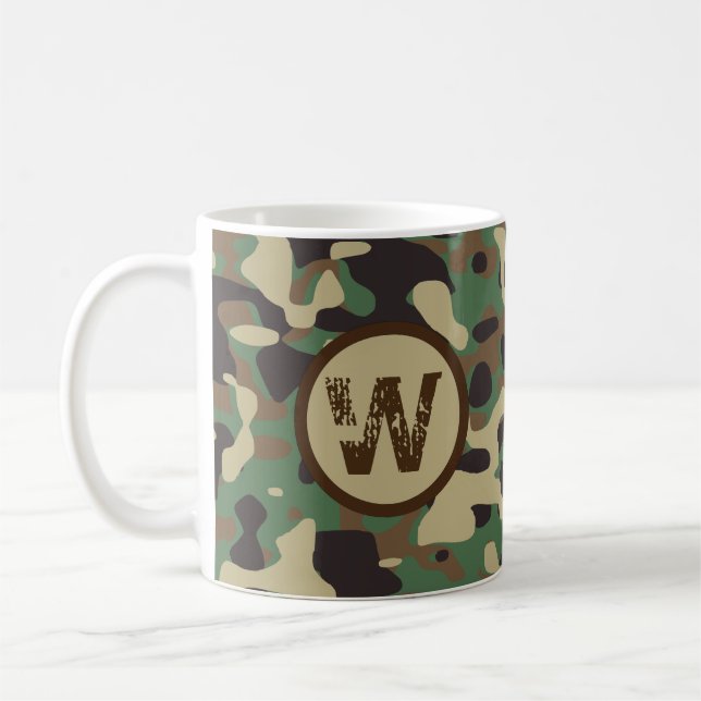 Militärarmee Camouflage Mit Monogramm Kaffeetasse (Links)