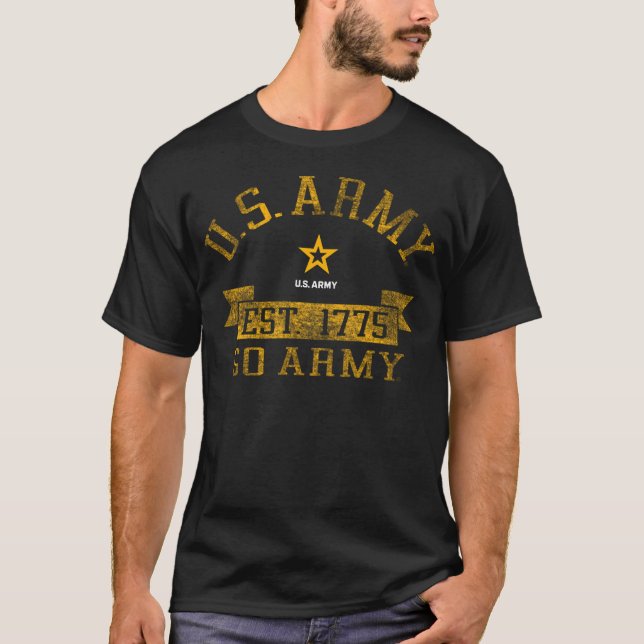 Militärarmee Vereinte Staaten Vintag schwarz T-Shirt (Vorderseite)