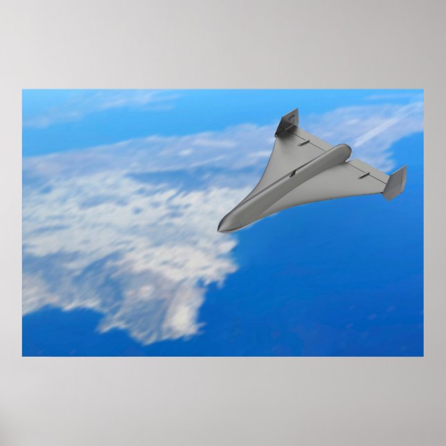Militärdrohne mit schwarzem Jet Poster (Vorne)