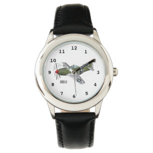 Militärflugzeug Cartoon-Illustration Armbanduhr