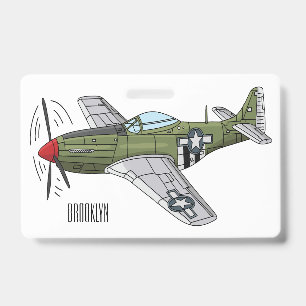 Militärflugzeug Cartoon-Illustration Ausweis