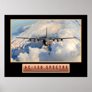 Militärflugzeug-Plakat "AC-130 Erscheinung" 24x18 Poster