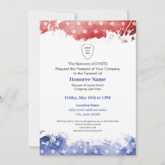 Militärfrau Farewell Patriotic Red Blue Einladung