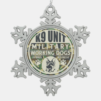 Militärfunktions-Hunde der Einheits-K9 Schneeflocken Zinn-Ornament