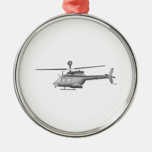 Militärhubschrauber Silbernes Ornament