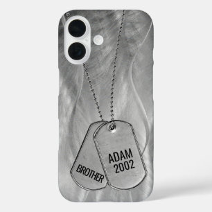 Militärhunde Tags Metalle Abstrakt iPhone 16 Hülle