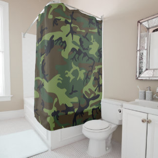 Militärische Camouflage des grünen Waldes Duschvorhang