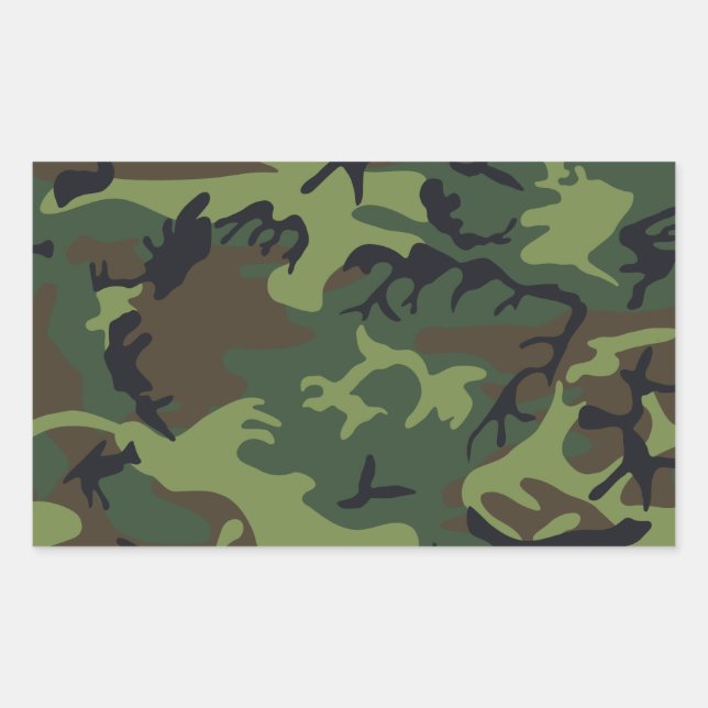 Militärische Camouflage des grünen Waldes Rechteckiger Aufkleber (Vorderseite)