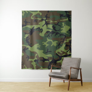 Militärische Camouflage des grünen Waldes Wandteppich