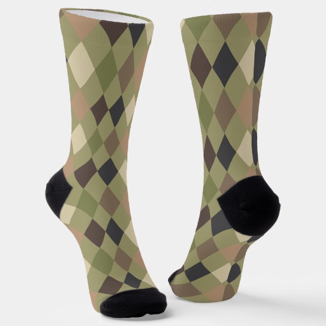 Militärische Camouflage Green Brown Gemustert Socken (Gewinkelt)