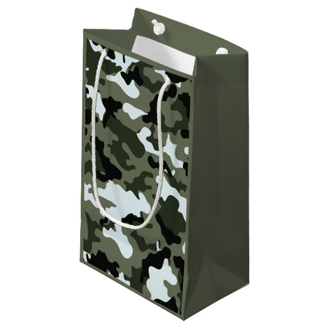 Militärische Camouflage Kleine Geschenktasche Geschenktüte (Vorderseite Schrägansicht)