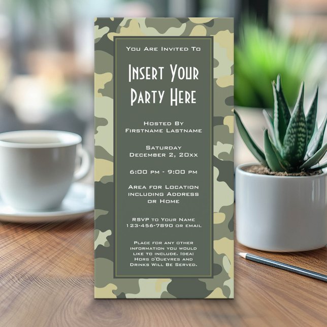 Militärische Camouflage Party Einladung (Camo Invitation)