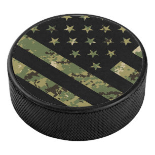 Militärische digitale Camouflage US-Flagge Eishockey Puck