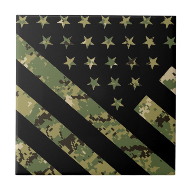 Militärische digitale Camouflage US-Flagge Fliese (Vorderseite)