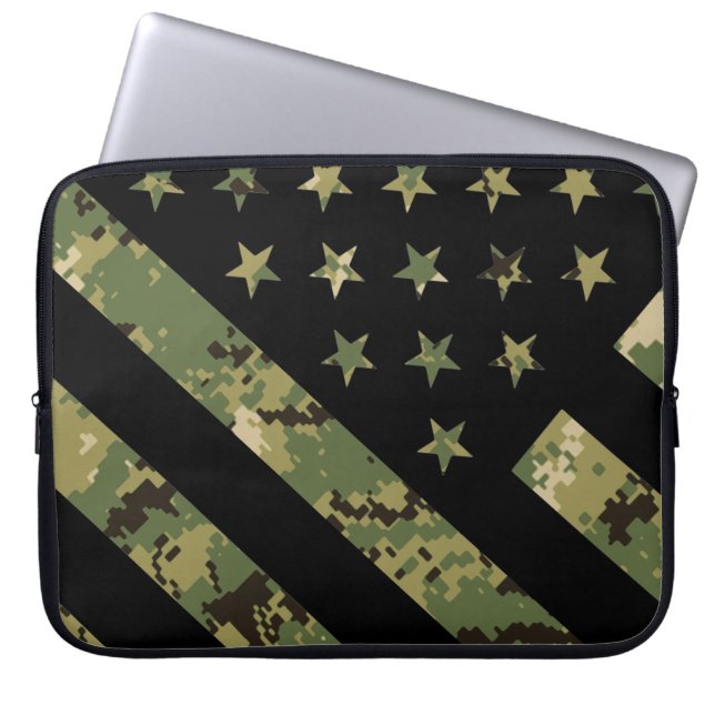 Militärische digitale Camouflage US-Flagge Laptopschutzhülle (Vorderseite)