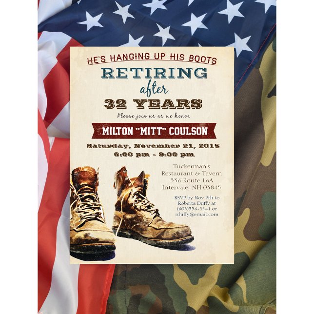 Militärische Einladung für den Ruhestandsbau (Von Creator hochgeladen)