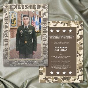 Militärische Eintritts-Camo-Foto-Abschlussankündig Einladung