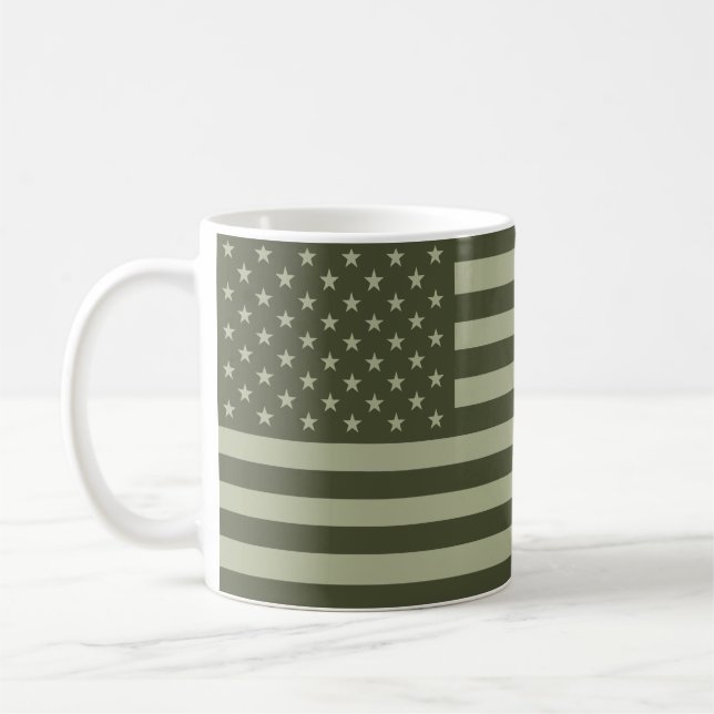 Militärische Green American Flag USA Kaffeetasse (Links)