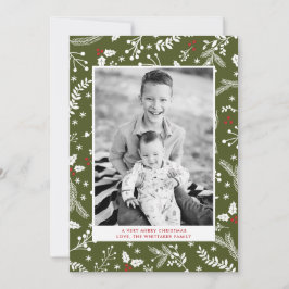 Militärische Green Berries Weihnachtskarte Einladung