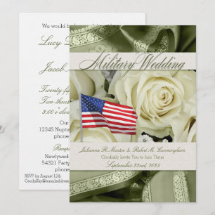 Militärische Hochzeit Einladung Elegante Weiße Ros