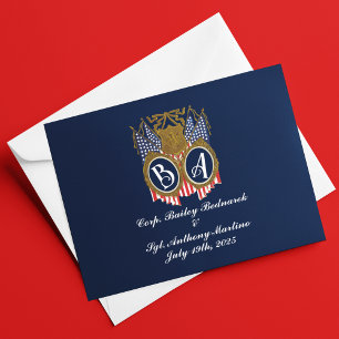 Militärische Hochzeit im antiken Stil Dankeskarte